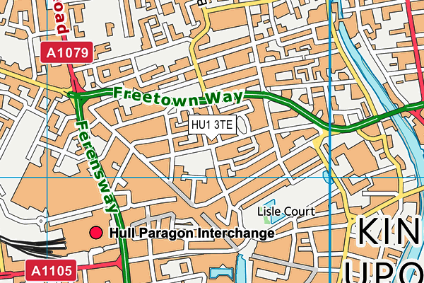 HU1 3TE map - OS VectorMap District (Ordnance Survey)