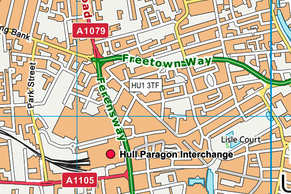 HU1 3TF map - OS VectorMap District (Ordnance Survey)