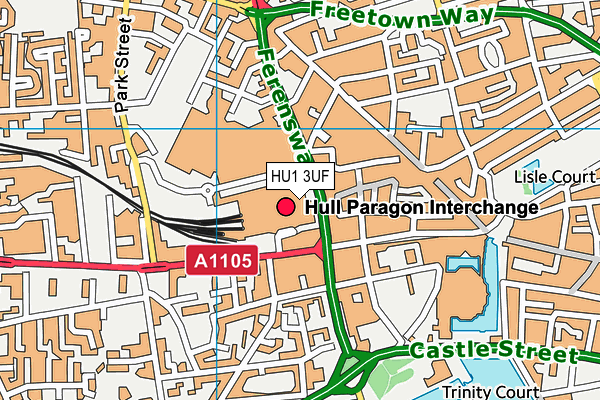 Quality Living Health Club (Hull) (Closed) map (HU1 3UF) - OS VectorMap District (Ordnance Survey)
