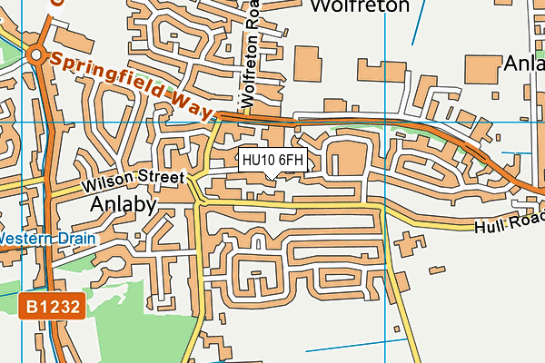 HU10 6FH map - OS VectorMap District (Ordnance Survey)