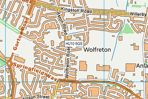 HU10 6QS map - OS VectorMap District (Ordnance Survey)