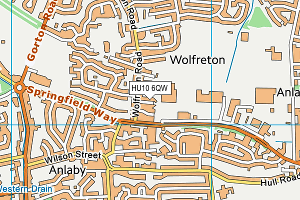 HU10 6QW map - OS VectorMap District (Ordnance Survey)