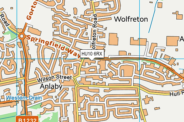 HU10 6RX map - OS VectorMap District (Ordnance Survey)