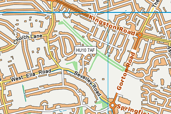 HU10 7AF map - OS VectorMap District (Ordnance Survey)