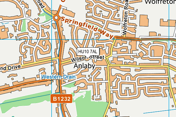 HU10 7AL map - OS VectorMap District (Ordnance Survey)