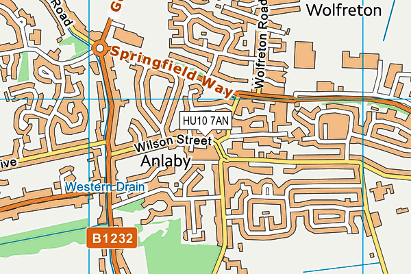 HU10 7AN map - OS VectorMap District (Ordnance Survey)