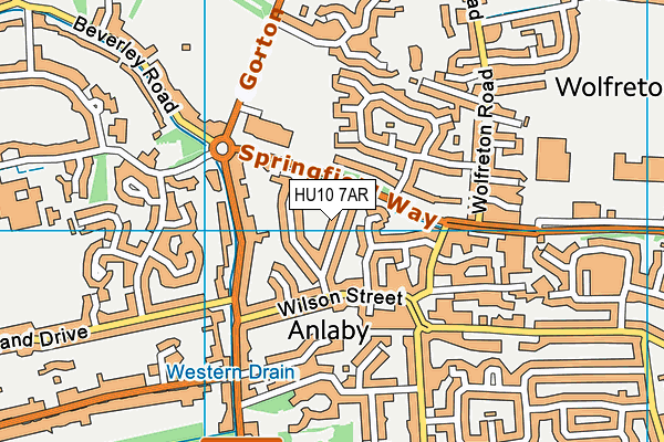 HU10 7AR map - OS VectorMap District (Ordnance Survey)