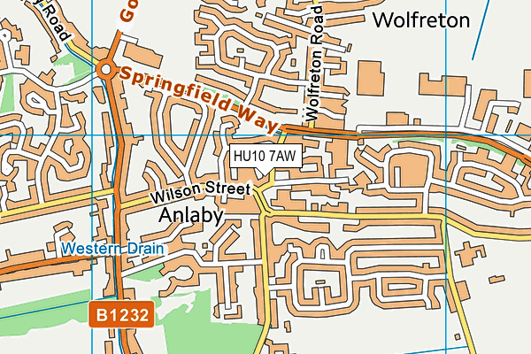HU10 7AW map - OS VectorMap District (Ordnance Survey)