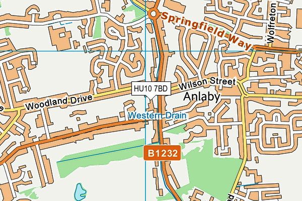 HU10 7BD map - OS VectorMap District (Ordnance Survey)