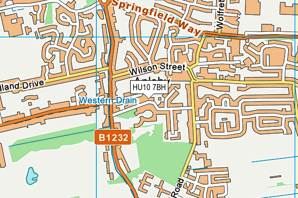HU10 7BH map - OS VectorMap District (Ordnance Survey)