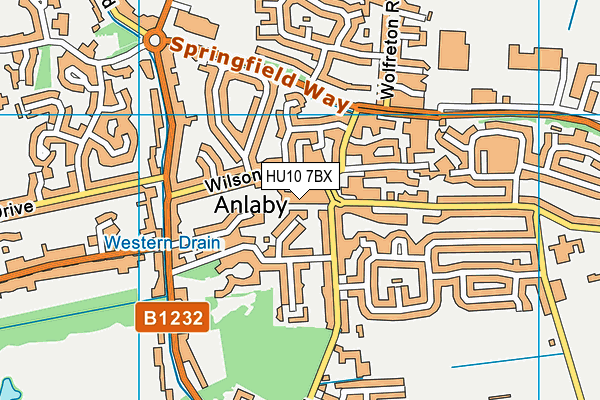 HU10 7BX map - OS VectorMap District (Ordnance Survey)