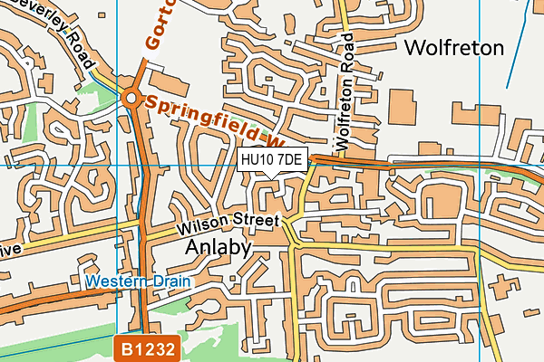 HU10 7DE map - OS VectorMap District (Ordnance Survey)
