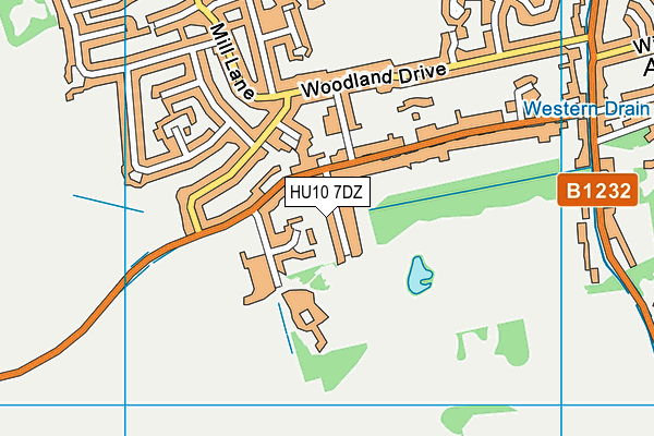HU10 7DZ map - OS VectorMap District (Ordnance Survey)