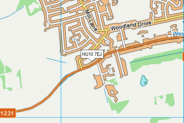 HU10 7EJ map - OS VectorMap District (Ordnance Survey)