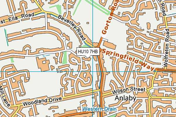 HU10 7HB map - OS VectorMap District (Ordnance Survey)