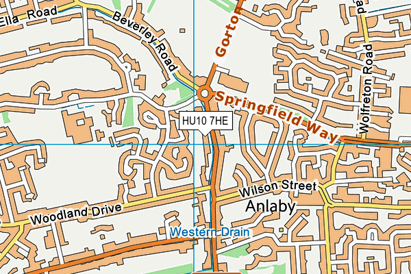 HU10 7HE map - OS VectorMap District (Ordnance Survey)