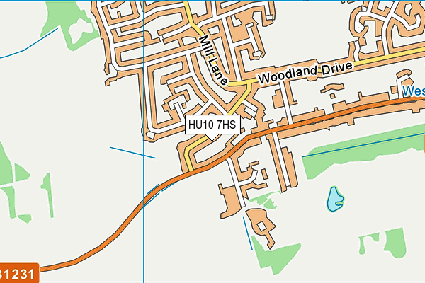 HU10 7HS map - OS VectorMap District (Ordnance Survey)