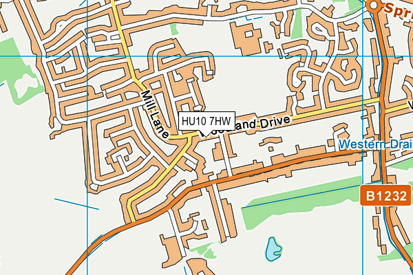 HU10 7HW map - OS VectorMap District (Ordnance Survey)
