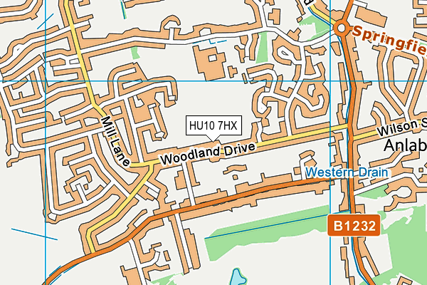 HU10 7HX map - OS VectorMap District (Ordnance Survey)