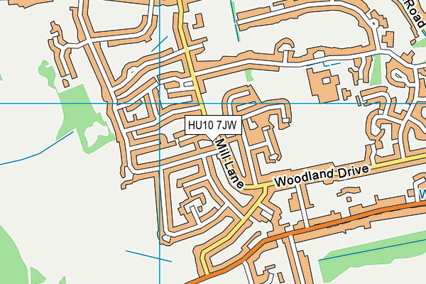 HU10 7JW map - OS VectorMap District (Ordnance Survey)