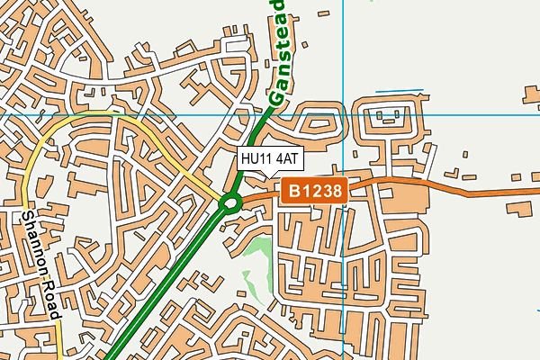 HU11 4AT map - OS VectorMap District (Ordnance Survey)
