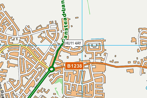 HU11 4AY map - OS VectorMap District (Ordnance Survey)