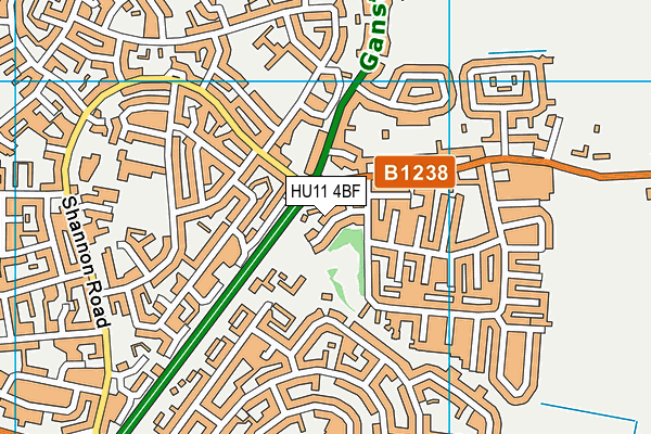 HU11 4BF map - OS VectorMap District (Ordnance Survey)