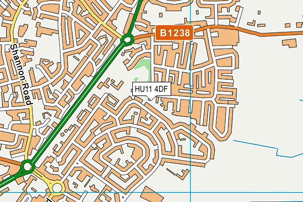 HU11 4DF map - OS VectorMap District (Ordnance Survey)