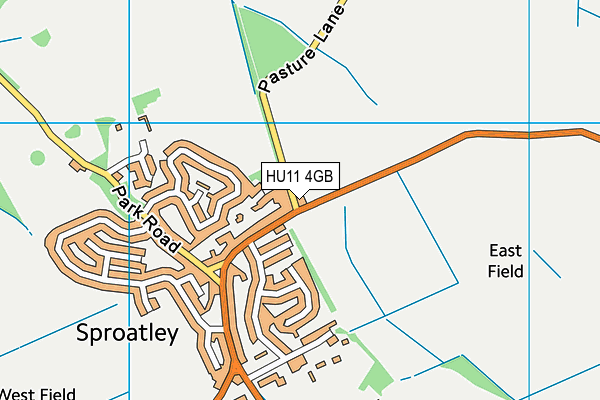 HU11 4GB map - OS VectorMap District (Ordnance Survey)
