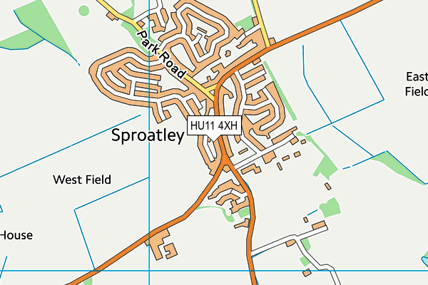 HU11 4XH map - OS VectorMap District (Ordnance Survey)