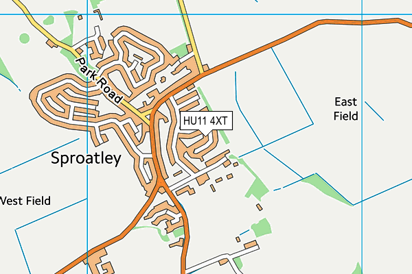 HU11 4XT map - OS VectorMap District (Ordnance Survey)