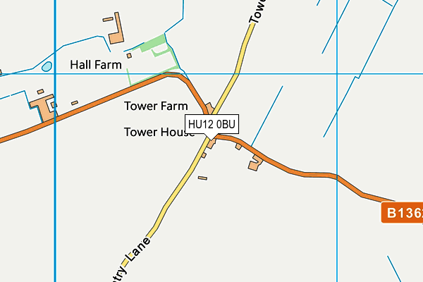 HU12 0BU map - OS VectorMap District (Ordnance Survey)