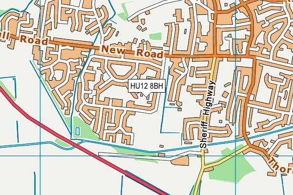 HU12 8BH map - OS VectorMap District (Ordnance Survey)