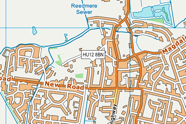 HU12 8BN map - OS VectorMap District (Ordnance Survey)