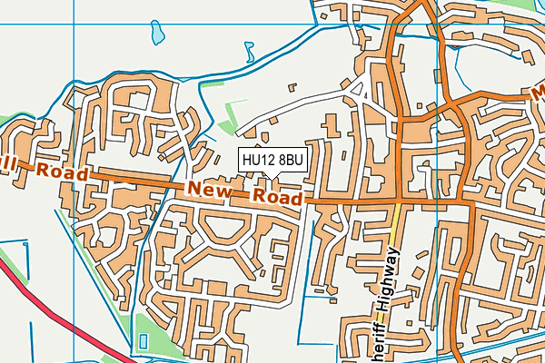 HU12 8BU map - OS VectorMap District (Ordnance Survey)