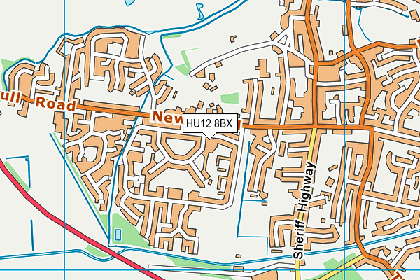 HU12 8BX map - OS VectorMap District (Ordnance Survey)