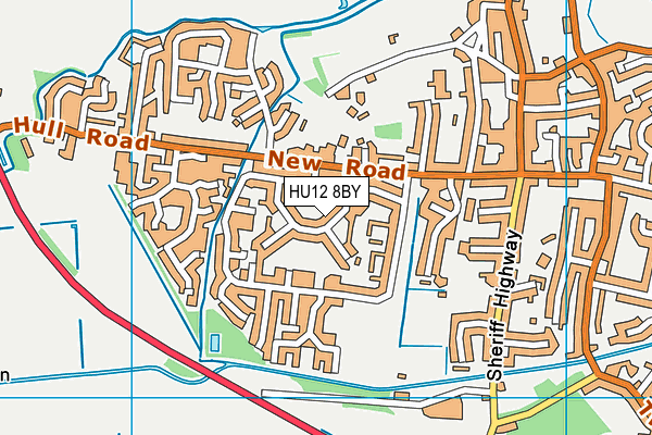 HU12 8BY map - OS VectorMap District (Ordnance Survey)