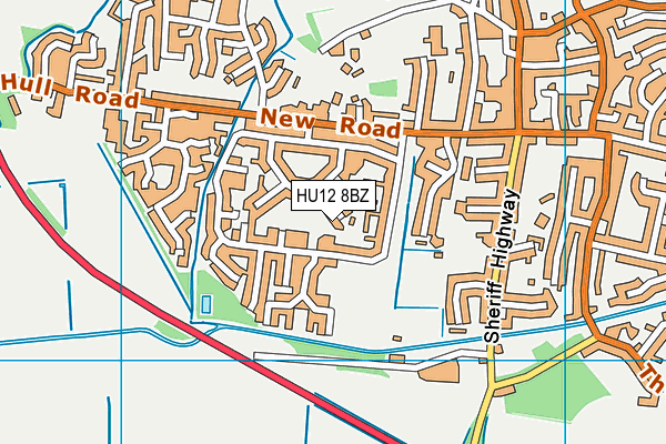 HU12 8BZ map - OS VectorMap District (Ordnance Survey)