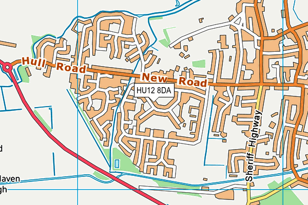 HU12 8DA map - OS VectorMap District (Ordnance Survey)