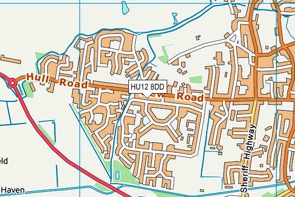 HU12 8DD map - OS VectorMap District (Ordnance Survey)