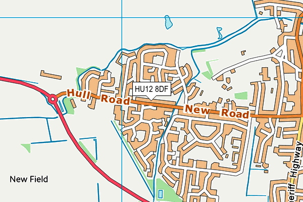 HU12 8DF map - OS VectorMap District (Ordnance Survey)