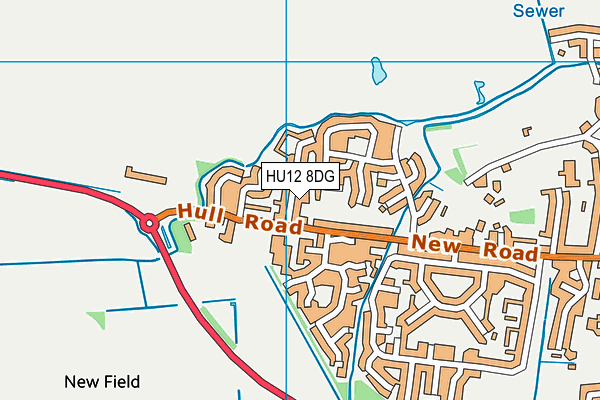 HU12 8DG map - OS VectorMap District (Ordnance Survey)
