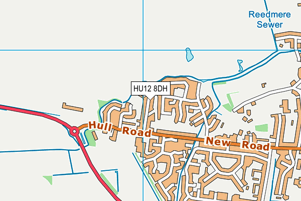 HU12 8DH map - OS VectorMap District (Ordnance Survey)