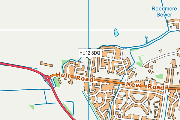 HU12 8DQ map - OS VectorMap District (Ordnance Survey)