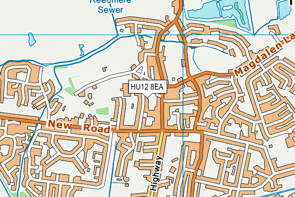 HU12 8EA map - OS VectorMap District (Ordnance Survey)