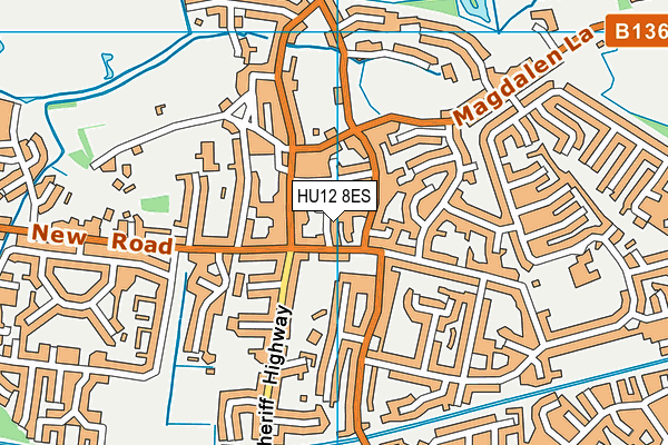 HU12 8ES map - OS VectorMap District (Ordnance Survey)