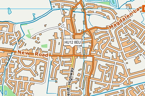 HU12 8EU map - OS VectorMap District (Ordnance Survey)