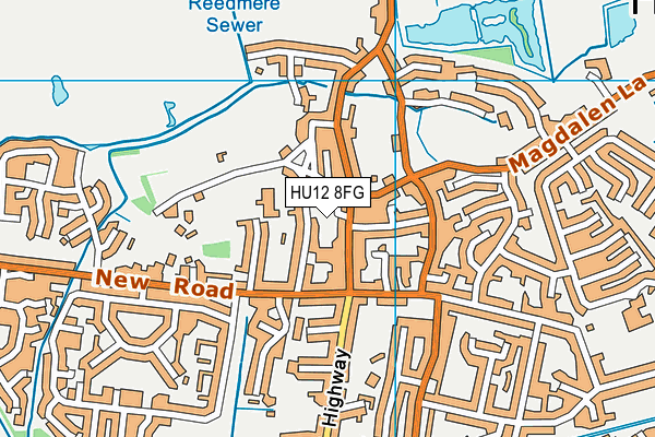 HU12 8FG map - OS VectorMap District (Ordnance Survey)