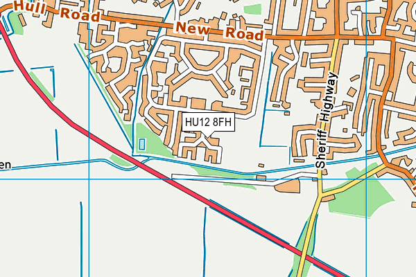 HU12 8FH map - OS VectorMap District (Ordnance Survey)