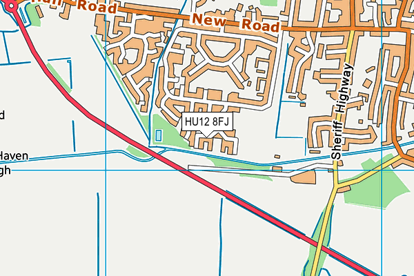 HU12 8FJ map - OS VectorMap District (Ordnance Survey)